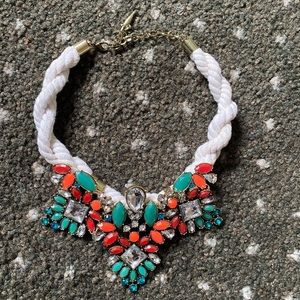 White rope Stone statement necklace